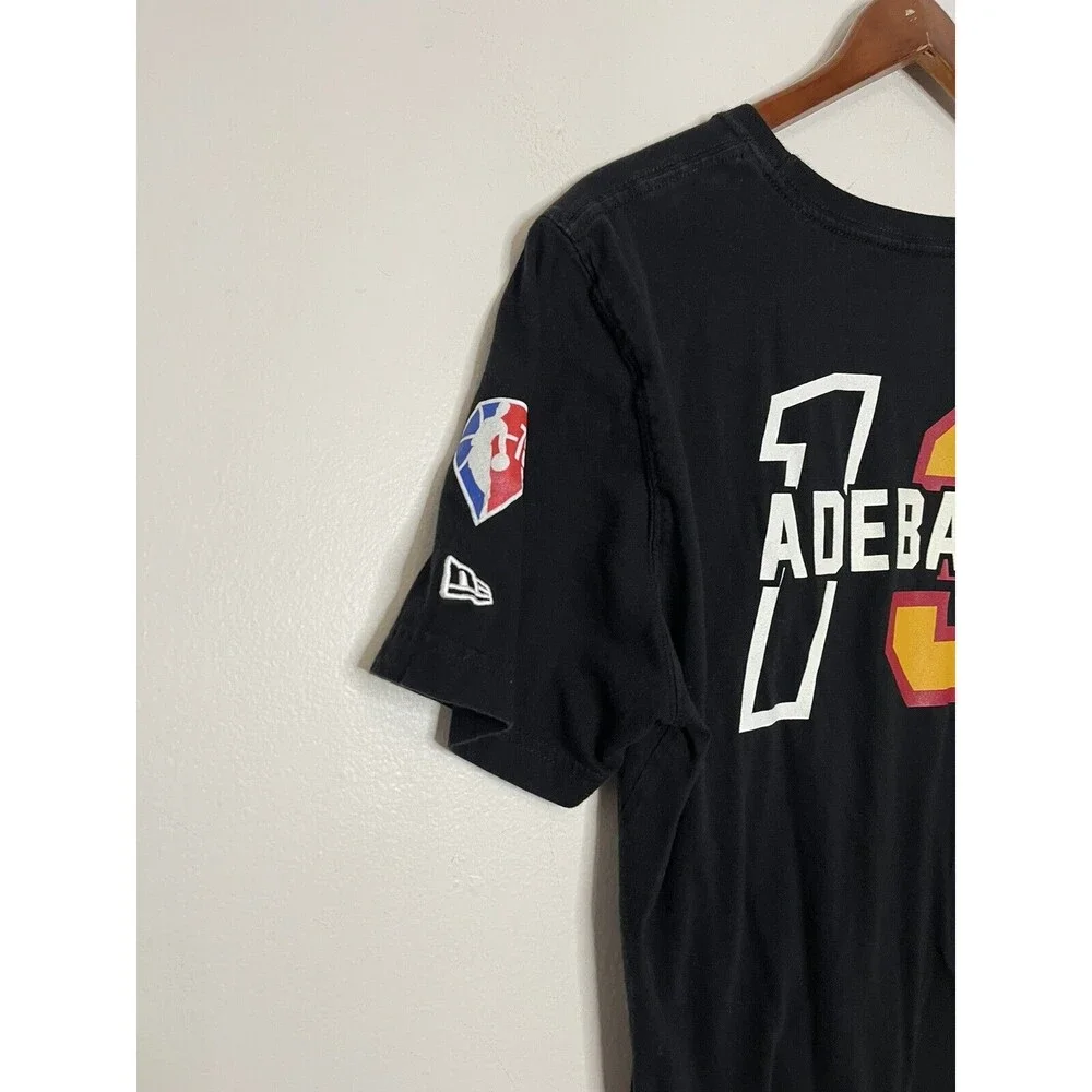 New Era Men's Medium Miami Heat Adebayo Black Graphic Tshirt Tee 13